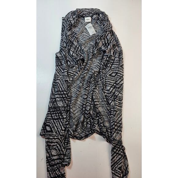 Nwt daytrip Buckle brand semi Sheer open cardigan tunic black white y2k medium - Picture 5 of 7